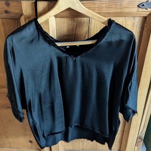 NWOT- Raw  Edge Velvet Neck V, black Nation LTD, women's small-READ DESCRIPTION